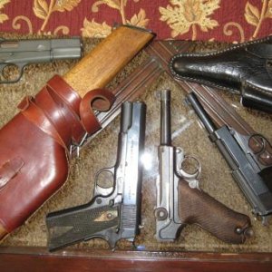 Canadian Hi Power
1914 Norwegian
1920 Commercial Luger
AC 43 Walther p38