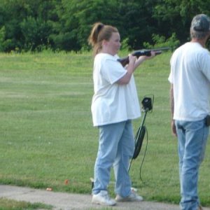 This is my friend Amber shooting her first shotgun.
