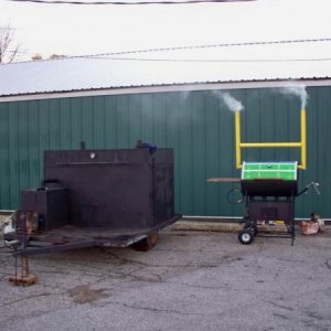 The Endzone Smoker beside the first beast my brother & I built