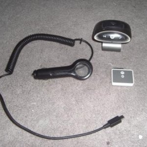 Motorola T-505, Moto Charger, and Moto iPod adapter.
