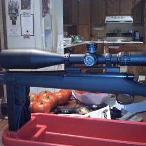 Our Rifle system...NF NXS 5.5-22x56mm with illuminated reticle, zero stop, and quick turret adjustments of 1turn=20MOA instead of 1 and 10MOA. So far 