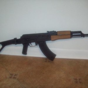 Century WASR-10, took a little work to smooth out the action, and im not a big fan of this folding stock, but it is what it is cheap AK variant