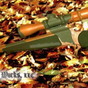 Thompson Contender DuraCoated in a matte 3-color autumn themed camo.