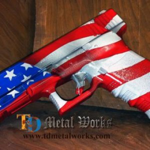 Custom US Flag on Glock 21 by T & D Metal Works using DuraCoat Firearms Finish