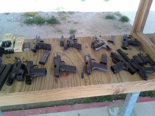 A typical handgun shooting day at the range.