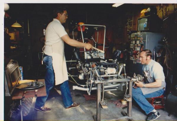 Jim Smith and Vince Helmer in the shop. April 1985.