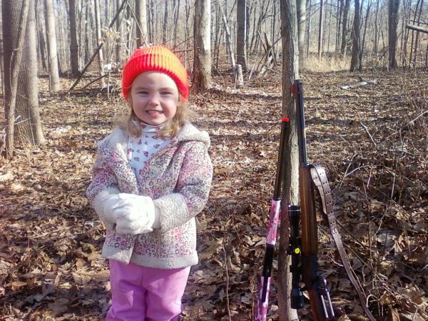 Squirrel hunting with little lady